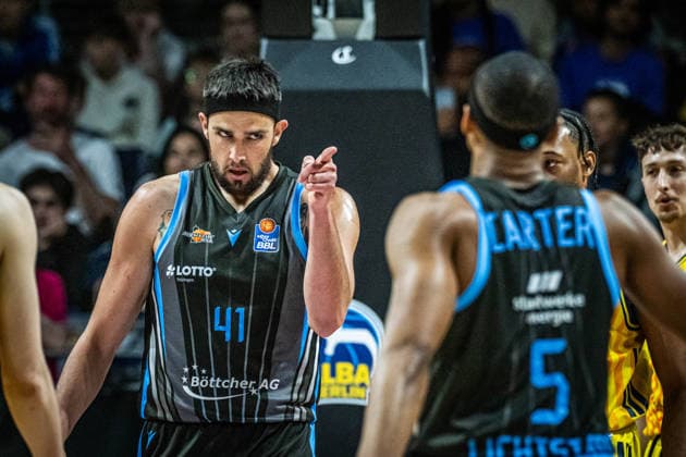 Basketball Berlin 10 05 2026 Season 2025 2026 EasyCredit BBL 1 Bundesliga Men, Men Alba Berlin Science City Jena Alex Herrera Jena, No 41 Jubel