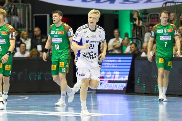 10 05 2026, xgox, Handball Daikin HBL SC Magdeburg Handball Sport Verein Hamburg emspor, v l Ferderik Bo Andersen Hamburg, 21 Jubel, Torjubel, jubelt ueber das Tor, celebrate the goal, celebration Magdeburg