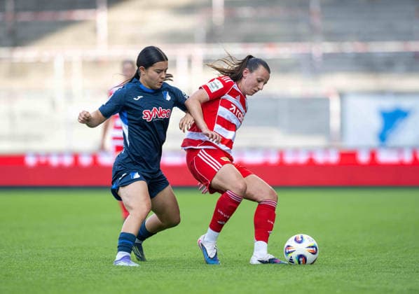 Soccer, Women, Season 2025 2026, Google Pixel Women Bundesliga 25 Matchday , 1 FC Union Berlin TSG 1899 Hoffenheim, v l Naomi Luyet Hoffenheim , Hannah Eurlings 1 FC Union , 10 05 2026, Copyright: xMatthiasxKochx