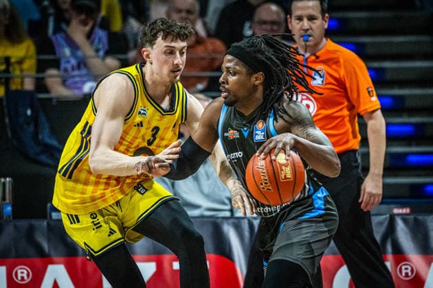 Basketball Berlin 10 05 2026 Season 2025 2026 EasyCredit BBL 1 Bundesliga Men, Men Alba Berlin Science City Jena Ikenna Iroegbu Jena, No 01 Alex O Connell Alba Berlin, No 03
