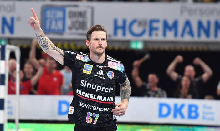 10 05 2026 Handball 1 Bundesliga DAIKIN HBL Season 2025 2026 31 Matchday HC Erlangen Metropolregion Nuremberg HCE VfL Gummersbach OGo xogox Hampus Olsson 67, HC Erlangen HCE Jubel Freude