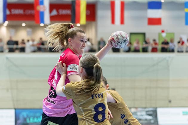 Cara Reuthal Halle, 26 , Lilli Frey BSV, 8 , SV Union Halle Neustadt vs Buxtehuder SV, Handball Bundesliga Frauen, Play Offs 5 11 Matchday 4, Season 2025 26, 10 05 2026 Halle SWH Arena Sachsen Anhalt Germany