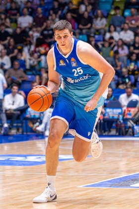 easyCredit Basketball Bundesliga BBL, Frankfurt am Main, Frankfurt Skyliners vs Ratiopharm Ulm, Süwag Energie Arena Frankfurt am Main 10 05 2026 easyCredit Basketball Bundesliga BBL, Frankfurt am Main, Germany 10 05 2026 Jacob Knauf Frankfurt Skyliners, 25 on the ball, Basketball Bundesliga, Match of Frankfurt Skyliners vs Ratiopharm Ulm Süwag Energie Arena Frankfurt am Main Copyright: xBEAUTIFULxSPORTS Freudensteinx