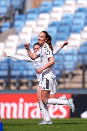 May 10, 2026, Valdebebas, Madrid, Spain: Caroline Weir of Real Madrid celebrates a goal during the Spanish Women League, Liga F, football match played between Real Madrid and Atletico De Madrid at Alfredo Di Stefano stadium on May 10, 2026, in Valdebebas, Madrid, Spain. Real Madrid V Atletico De Madrid - Liga F - ZUMAa181 20260510_zaa_a181_048 Copyright: xDennisxAgyemanx