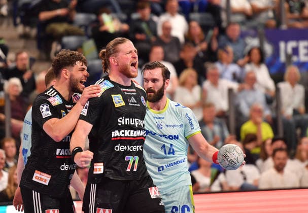 10 05 2026 Handball 1 Bundesliga DAIKIN HBL Season 2025 2026 31 Matchday HC Erlangen Metropolregion Nürnberg HCE VfL Gummersbach OGo xogox Tobias Buck 39, HC Erlangen HCE Maciej Gebala 77, HC Erlangen HCE Jubel Freude