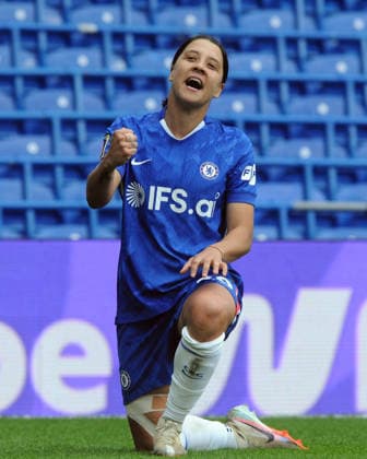 Football = 2025 2026 Women™s FA Cup - Semi-Final - Chelsea vs Manchester City - Stamford Bridge - Sunday 10th May 2026 Sam Kerr of Chelsea celebrates scoring goal no 2 