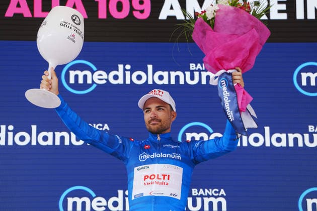 Blue Jersey Banca Mediolanum - Diego Pablo Sevilla (Team Polti VisitMalta) during Stage 3 of the Giro d™Italia, from Plovdiv to Sofia, Bulgaria, Sunday, May 10, 2026.  Copyright: xMassimoxPaolone LaPressex