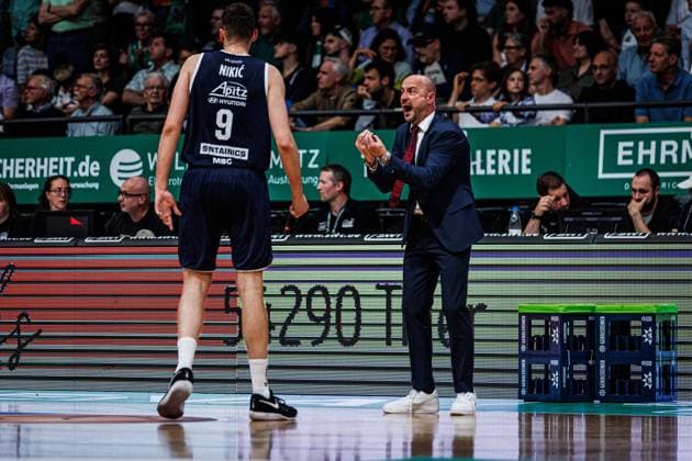 Milenko Bogicevic Head Coach MBC Syntainics on the sideline, Vet Concept Gladiators Trier vs MBC Syntainics, Basketball, easyCredit BBL, Matchday 34, Season 2025 2026, 10 05 2026 Vet Concept Gladiators Trier vs MBC Syntainics, Basketball, easyCredit BBL, Matchday 34, Season 2025 2026, 10 05 2026 Copyright: xEibner-Pressefoto AlexanderxNeisx EP_ANS