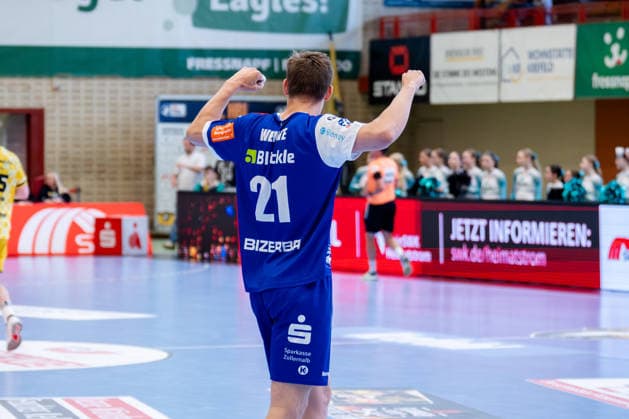 Krefeld, 10 05 2026, Handball, Men, 2 Bundesliga, 31 Matchday, 2025 2026 HSG Krefeld Niederrhein HBW Balingen Weilstetten Till Wente HBW Balingen Weilstetten, 21 celebrates after a goal