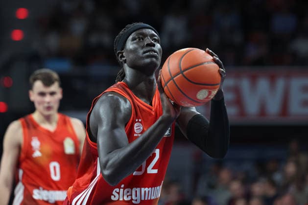 Wenyen Gabriel FC Bayern Basketball, 32 on free throw, GER, FC Bayern Basketball vs EWE Baskets Oldenburg, Basketball, easycredit Basketball Bundesliga, 34 Matchday, Season 2025 2026, 10 05 2026, GER, FC Bayern Basketball vs EWE Baskets Oldenburg, Basketball, easycredit Basketball Bundesliga, 34 Matchday, Season 2025 2026, 10 05 2026 Munich Copyright: xEibner-Pressefoto JennixMaulx EP_JML