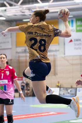 Handball Bundesliga Women,HBF, Season 2025 2026 SV Union Halle Neustadt vs Buxtehuder SV Halle, Germany 10 May 2026 In the picture Theresa von Prittwitz Buxtehude Halle Saale SWH Arena Sachsen Anhalt Germany