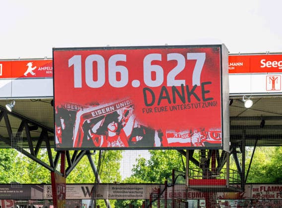 Soccer, Women, Season 2025 2026, Google Pixel Women Bundesliga 25 Matchday , 1 FC Union Berlin TSG 1899 Hoffenheim, Scoreboard with spectator count over all home matches this season 106 627, 10 05 2026, Copyright: xMatthiasxKochx