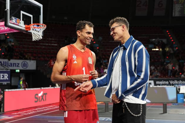Oscar da Silva FC Bayern Basketball, 01 with his brother, the NBA player Tristan da Silva Orlando Magic , GER, FC Bayern Basketball vs EWE Baskets Oldenburg, Basketball, easycredit Basketball Bundesliga, 34 Matchday, Season 2025 2026, 10 05 2026, GER, FC Bayern Basketball vs EWE Baskets Oldenburg, Basketball, easycredit Basketball Bundesliga, 34 Matchday, Season 2025 2026, 10 05 2026 Muenchen Copyright: xEibner-Pressefoto JennixMaulx EP_JML