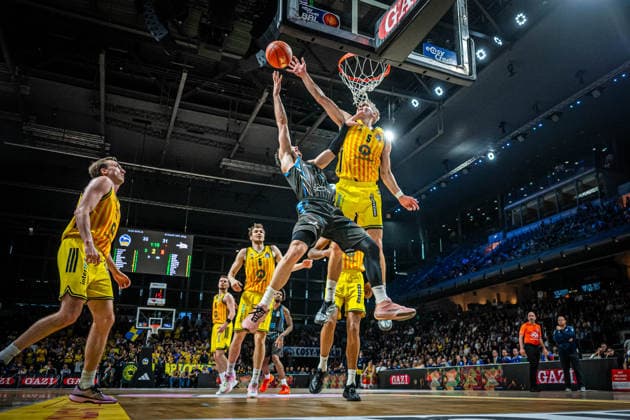 Basketball Berlin 10 05 2026 Season 2025 2026 EasyCredit BBL 1 Bundesliga Men, Men Alba Berlin Science City Jena Sam Griesel Alba Berlin, No 05 Block Jack Pagenkopf Jena, No 11