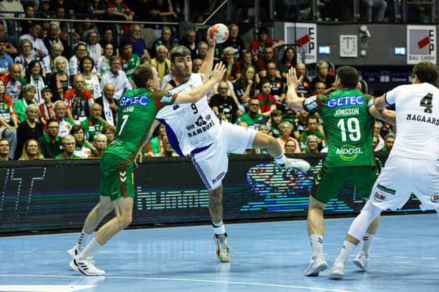 Jacob Lassen HSV Hamburg,9 Handball Bundesliga Season 2025 2026 SC Magdeburg vs HSV Hamburg at the GETEC Arena in Magdeburg Action,Handball,Germany,10 05 2026