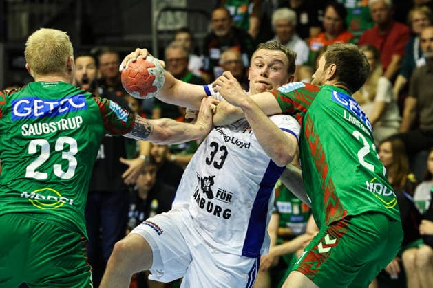 Moritz Sauter HSV Hamburg,33 Handball Bundesliga Season 2025 2026 SC Magdeburg vs HSV Hamburg at the GETEC Arena in Magdeburg Action,Handball,Germany,10 05 2026