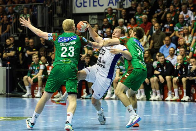 Moritz Sauter HSV Hamburg,33 Handball Bundesliga Season 2025 2026 SC Magdeburg vs HSV Hamburg at the GETEC Arena in Magdeburg Action,Handball,Germany,10 05 2026
