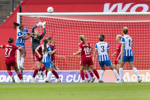 Liverpool FC Women v Brighton & Hove Albion Women Adobe Women™s FA Cup Semi-Final Rachael Laws of Liverpool FC Women makes a save during the Adobe Women™s FA Cup Semi-Final match between Liverpool FC Women and Brighton & Hove Albion Women at Brewdog Stadium in St Helens, England, on May 10, 2026., Credit:Victoria Cropper Vicky Pearson Avalon UK, Merseyside, St.Helens, Brewdog Stadium  Copyright: xVictoriaxCropperx xVickyxPearsonx xAvalonx 1097935350