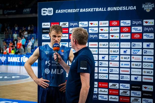 Niklas Würzner 2 MLP Academics Heidelberg gives an interview after the game in the home arena of the MLP Academics Heidelberg Interview with Niklas Würzner 2 MLP Academics Heidelberg Copyright: xMichaelxGelhardtx