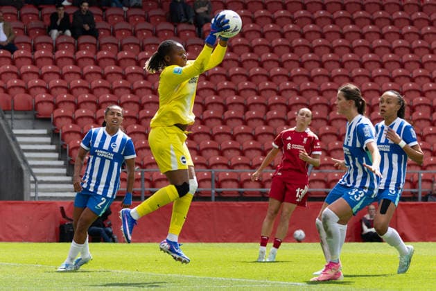 Liverpool FC Women v Brighton & Hove Albion Women Adobe Women™s FA Cup Semi-Final Chiamaka Nnadozie of Brighton & Hove Albion Women collects the ball during the Adobe Women™s FA Cup Semi-Final match between Liverpool FC Women and Brighton & Hove Albion Women at Brewdog Stadium in St Helens, England, on May 10, 2026., Credit:Victoria Cropper Vicky Pearson Avalon UK, Merseyside, St.Helens, Brewdog Stadium  Copyright: xVictoriaxCropperx xVickyxPearsonx xAvalonx 1097936657