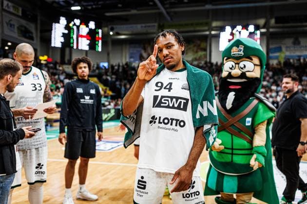 George King Gladiators Trier , Vet Concept Gladiators Trier vs MBC Syntainics, Basketball, easyCredit BBL, Matchday 34, Season 2025 2026, 10 05 2026 Vet Concept Gladiators Trier vs MBC Syntainics, Basketball, easyCredit BBL, Matchday 34, Season 2025 2026, 10 05 2026 Copyright: xEibner-Pressefoto AlexanderxNeisx EP_ANS