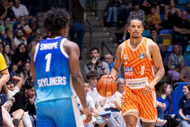 easyCredit Basketball Bundesliga BBL, Frankfurt am Main, Frankfurt Skyliners vs Ratiopharm Ulm, Süwag Energie Arena Frankfurt am Main 10 05 2026 easyCredit Basketball Bundesliga BBL, Frankfurt am Main, Germany 10 05 2026 Nelson Weidemann Ratiopharm Ulm, 0 on the ball, Basketball Bundesliga, Match of Frankfurt Skyliners vs Ratiopharm Ulm Süwag Energie Arena Frankfurt am Main Copyright: xBEAUTIFULxSPORTS Freudensteinx