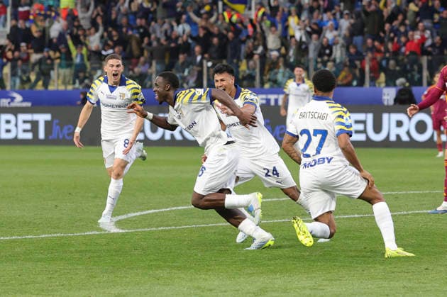 May 10, 2026, Parma: Parma Calcio s Mandela Keita celebrates after scoring during the italian soccer, Serie A match between Parma Calcio vs AS Roma on May 10, 2026 at the Ennio Tardini stadium in Parma (PR), Italy. ANSA . Soccer: Serie A; Parma Vs Roma  - ZUMAa110 20260510_zaf_a110_070 Copyright: xDavidexCasentinix