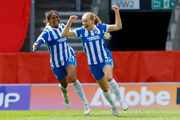 Liverpool Women v Brighton & Hove Albion Women, St Helens, UK - 10 May 2026 Goal celebrations for Nadine Noordam of Brighton and Hove Albion during the Women™s FA Cup Semi Final match between Liverpool Women and Brighton & Hove Albion Women at The Brewdog Stadium on 10 May 2026 in St Helens, England (Photo by Steve Taylor PPAUK) St Helens The Brewdog Stadium Merseyside England Copyright: xStevexTaylor PPAUKx PPA-273903