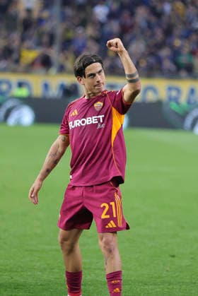 May 10, 2026, Parma: AS Roma s Paulo Dybala celebrate the victory at the end of the italian soccer, Serie A match between Parma Calcio vs AS Roma on May 10, 2026 at the Ennio Tardini stadium in Parma (PR), Italy. ANSA . Soccer: Serie A; Parma Vs Roma  - ZUMAa110 20260510_zaf_a110_074 Copyright: xDavidexCasentinix