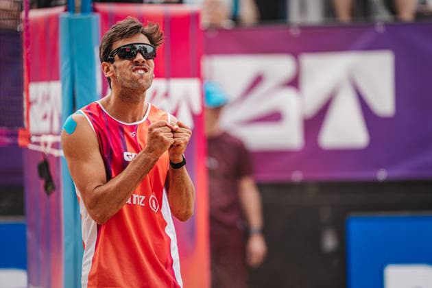 Beach volleyball men Allianz German Beach Tour 2026 Tourstop Düsseldorf 10 05 2026 Joao Nuno Pinto Pedrosa Portugal annoys Düsseldorf Robert Lehr Ufer North Rhine-Westphalia Germany