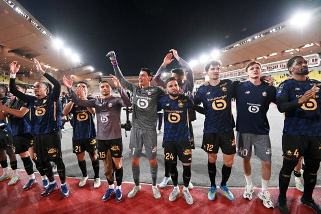 AS Monaco FC v Lille OSC - Ligue 1 McDonald s 2025 2026 08 Ethan MBAPPE (losc) - 15 Romain PERRAUD (losc) - 01 Berke OZER (losc) - 24 Calvin VERDONK (losc) - 12 Thomas MEUNIER (losc) during the Ligue 1 McDonald s match between Monaco and Lille at Stade Louis II on May 10, 2026 in Monaco, Monaco. Monaco Monaco  Copyright: xFEPx 776348385