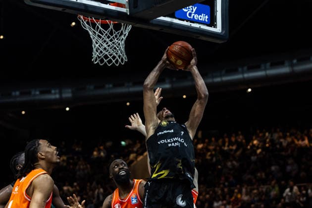 GER, easy Credit Basketball Bundesliga, Basketball Löwen Braunschweig Niners Chemnitz 10 05 2026, Volkswagenhalle, Braunschweig, GER, easy Credit Basketball Bundesliga, Basketball Löwen Braunschweig Niners Chemnitz David NGuessan Basketball Löwen Braunschweig, 1 Â Photo Alexander Trienitz Braunschweig Volkswagenhalle Niedersachsen Germany