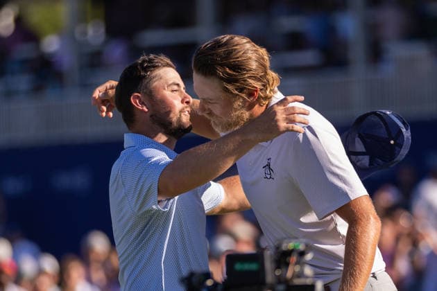 May 10, 2026: Alex Fitzpatrick hugs Kristoffer Reitan after he wins the 2026 Truist Championship at Quail Hollow Club in Charlotte, NC. ( CSM) Charlotte United States - ZUMAc04_ 20260510_zma_c04_049 Copyright: xScottxKinserx