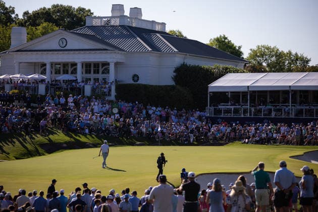 May 10, 2026: Kristoffer Reitan walks up the eighteenth green with the lead in the final round of the 2026 Truist Championship at Quail Hollow Club in Charlotte, NC. ( CSM) Charlotte United States - ZUMAc04_ 20260510_zma_c04_058 Copyright: xScottxKinserx