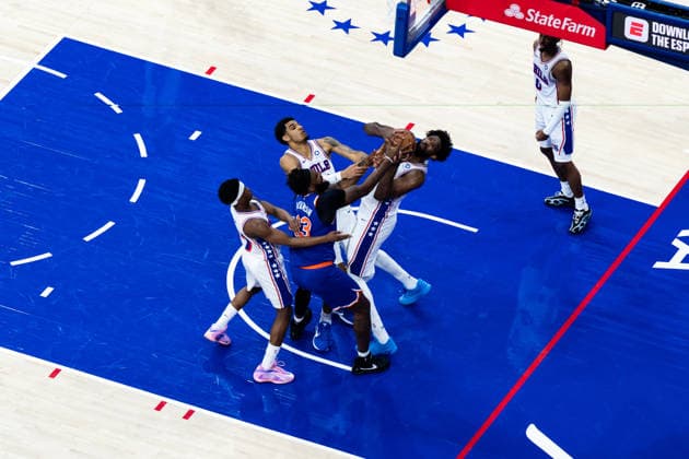 Philadelphia 76ers v New York Knicks - Game Four PHILADELPHIA, UNITED STATES - MAY 10: Joel Embiid of the Philadelphia 76ers in action during Game 4 of the NBA, Basketball Herren, USA Eastern Conference Semifinals at Xfinity Mobile Arena on May 10, 2026 in Philadelphia, United States. Nathan Morris Anadolu Philadelphia United States. Editorial use only. Please get in touch for any other usage.  Copyright: x2026xAnadoluxNathanxMorrisx