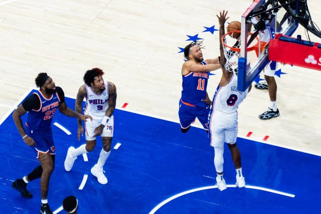 Philadelphia 76ers v New York Knicks - Game Four PHILADELPHIA, UNITED STATES - MAY 10: Jalen Brunson of the New York Knicks goes up for a layup during Game 4 of the NBA, Basketball Herren, USA Eastern Conference Semifinals at Xfinity Mobile Arena on May 10, 2026 in Philadelphia, United States. Nathan Morris Anadolu Philadelphia United States. Editorial use only. Please get in touch for any other usage.  Copyright: x2026xAnadoluxNathanxMorrisx