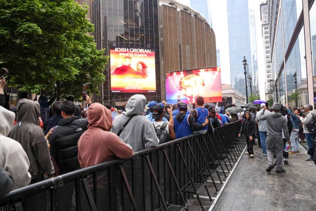 New York Knicks fans celebrate their advancement to the Eastern Conference New York Knicks fans celebrate their advancement to the Eastern Conference Finals in the Madison Square Garden area in New York on the night of Sunday, May 10, 2026 New York City NY United States Copyright: xWilliamxVolcovx