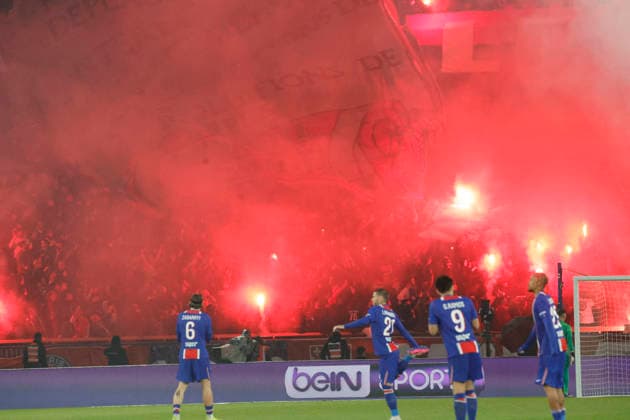 French League One - PSG vs Brest PSG’s Fans fireworks during the 2025-26 French soccer League One game, PSG vs Brest In Parc des Princes Stadium, Paris, France on May 10th 2026. Photo by Henri Szwarc ABACAPRESS.COM Paris France  Copyright: xSzwarcxHenri ABACAx