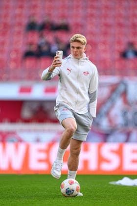 Leipzigs Conrad Harder at the pitch walk Football 1 Bundesliga, Matchday 31 RB Leipzig 1 FC Union Berlin 3 1 April 24, 2026 Leipzig, Red Bull Arena RB Leipzig 1 FC Union Berlin 3 1