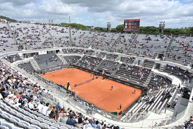 IPA84566476 - A view of the central court during the Internazionali BNL d Italia 2026 tennis tournament during the match of Italian Open Tennis, Day 8 at the Foro Italico on May 11, 2026 in Rome, Italy. during Internazionali BNL d Italia, International Tennis match in Rome, Italy, May 11 2026  Copyright: xRobertoxRamaccia IPAxSportx xx 84566476