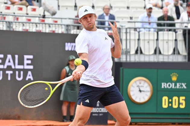 IPA84566477 - Alejandro Davidovich Fokina ESP in action during men s singles match at the Internazionali BNL d Italia at Foro Italico in Rome. during the match of Italian Open Tennis, Day 8 at the Foro Italico on May 11, 2026 in Rome, Italy. during Internazionali BNL d Italia, International Tennis match in Rome, Italy, May 11 2026  Copyright: xRobertoxRamaccia IPAxSportx xx 84566477