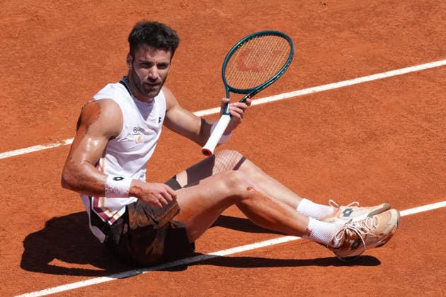 Andrea Pellegrino of Italy fallen down during the match against Frances Tiafoe of United States at the Internazionali BNL d Italia 2026 tennis tournament at Foro Italico in Rome (Italy) on May, 11, 2026. AntoniettaxBaldassarre