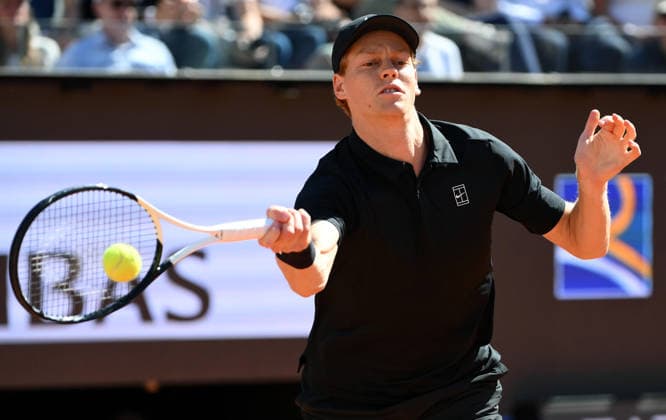 May 11, 2026, Rome: Jannik Sinner of Italy in action during his men s singles match against Alexei Popyrin of Australia (not pictured) at the Italian Open tennis tournament in Rome, Italy, 11 May 2026. ANSA ETTORE FERRARI Italian Open Tennis Tournament  - ZUMAa110 20260511_zaf_a110_022 Copyright: xEttorexFerrarix