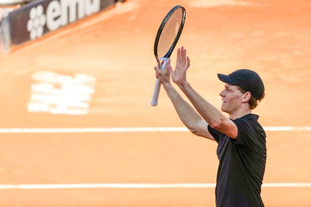 Jannik Sinner of Italy celebrates at the end of the match against Alexei Popyrin of Australia at the Internazionali BNL d Italia 2026 tennis tournament at Foro Italico in Rome (Italy) on May, 11, 2026. AntoniettaxBaldassarre