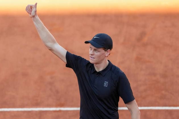 Jannik Sinner of Italy during the match against Alexei Popyrin of Australia at the Internazionali BNL d Italia 2026 tennis tournament at Foro Italico in Rome (Italy) on May, 11, 2026. AntoniettaxBaldassarre