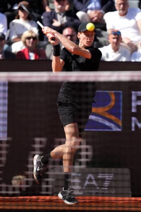 Jannik Sinner of Italy during the match against Alexei Popyrin of Australia at the Internazionali BNL d Italia 2026 tennis tournament at Foro Italico in Rome (Italy) on May, 11, 2026. AntoniettaxBaldassarre