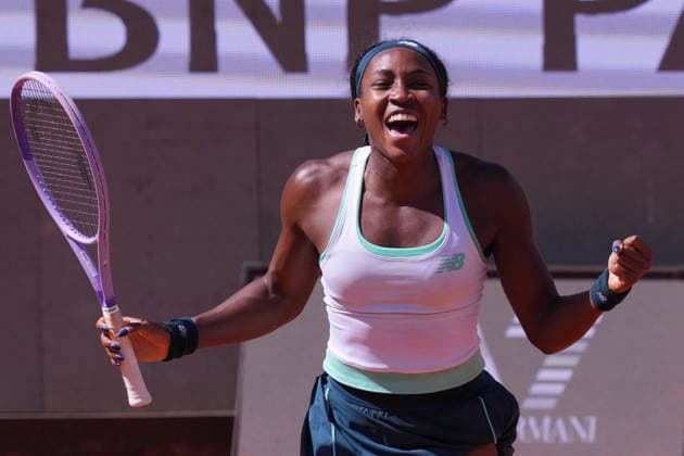 Coco Gauff (USA) celebrates during the match between Coco Gauff (USA) vs Iva Jovic (USA) at the Italian Open in Rome, Monday, May 11, 2026. (Alfredo Falcone LaPresse)  Copyright: xAlfredoxFalcone LaPressex