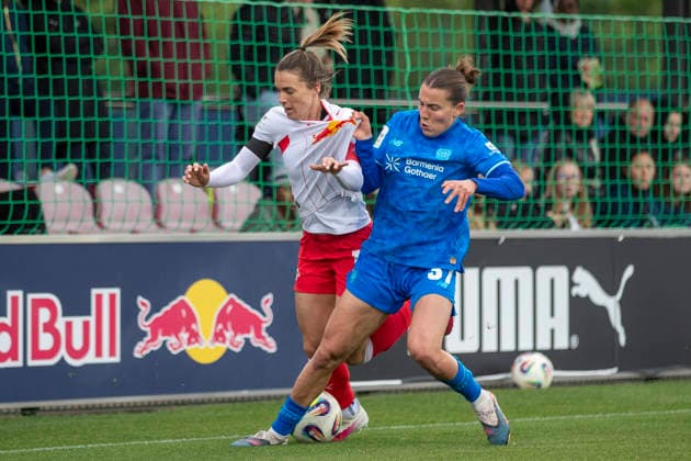 GER, Leipzig, Soccer, Google Pixel Women Bundesliga, 25 Matchday, RB Leipzig vs Bayer 04 Leverkusen in the picture from l Sandra Starke RB Leipzig 13 , Carlotta Wamser Bayer 04 Leverkusen 37 , Zweikampf 11 05 2026, RB Leipzig Training Academy Cottaweg Leipzig DFB REGULATIONS PROHIBIT ANY USE OF PHOTOGRAPHS AS IMAGE SEQUENCES AND OR QUASI VIDEO, Copyright: HMBxMedia PaulxFritz