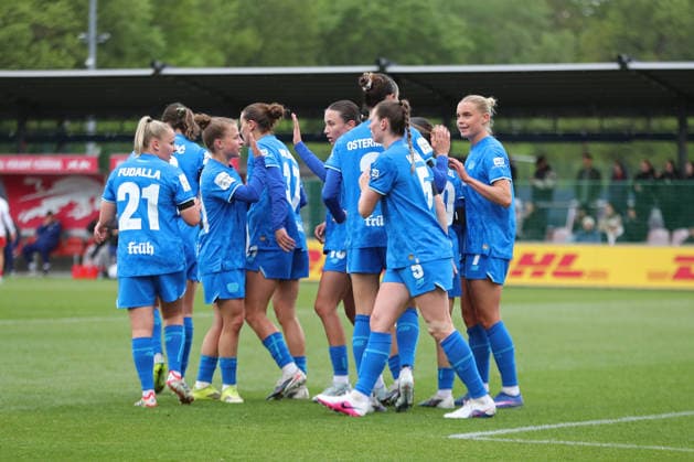 Google Pixel Womens Bundesliga, RB Leipzig Bayer Leverkusen 11 05 2026 Goal Cheering at Bayer Leverkusen Soccer Team, Google Pixel Womens Bundesliga, Season 2025 2026, 25 Matchday RB Leipzig vs Bayer 04 Leverkusen on 11 05 2026, Training Center Cottaweg, Leipzig DFB REGULATIONS PROHIBIT ANY USE OF PHOTOGRAPHS AS IMAGE SEQUENCES AND OR QUASI VIDEO Copyright: xBEAUTIFULxSPORTS JanxKaeferx