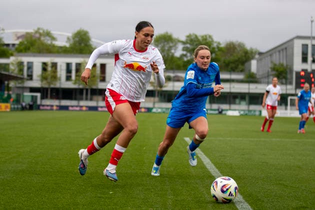 GER, Leipzig, Soccer, Google Pixel Women Bundesliga, 25 Matchday, RB Leipzig vs Bayer 04 Leverkusen in the picture from l Lisa Baum RB Leipzig 11 , Sofie Zdebel Bayer 04 Leverkusen 16 , Zweikampf 11 05 2026, RB Leipzig Training Academy Cottaweg Leipzig DFB REGULATIONS PROHIBIT ANY USE OF PHOTOGRAPHS AS IMAGE SEQUENCES AND OR QUASI VIDEO, Copyright: HMBxMedia PaulxFritz
